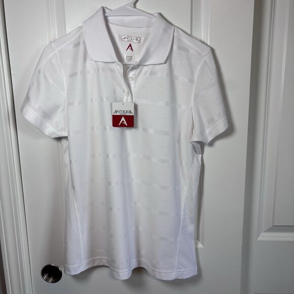 Antigua Golf Polo Womens Striped Desert Dry Short Sleeve Size M NWT - Picture 2 of 13